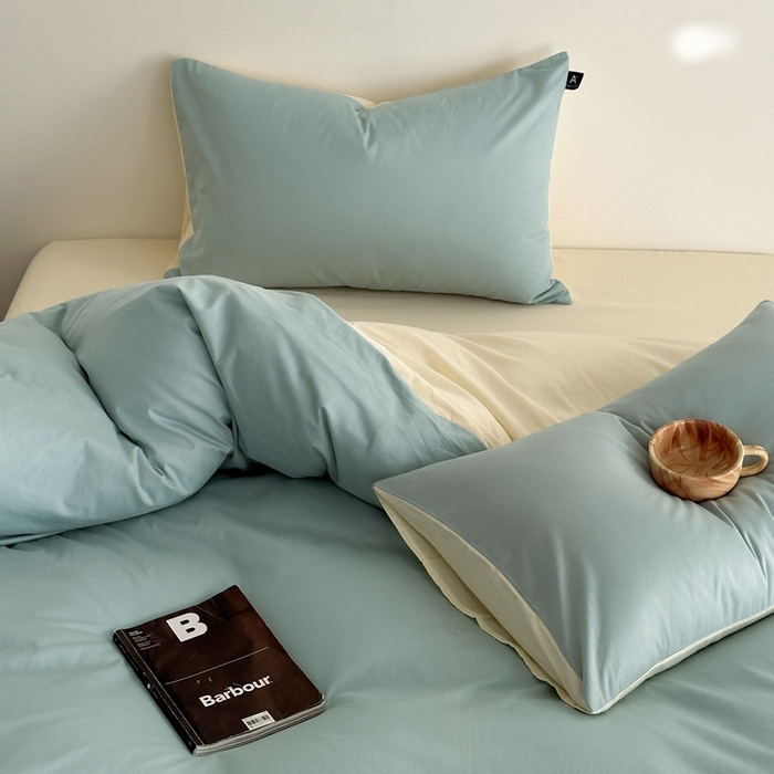 91家纺网 家纺一手货源 找家纺 涵宸家纺 2026新款全棉纯色四件套-米兰-场景二 米兰（幸运兰+ 奶白）