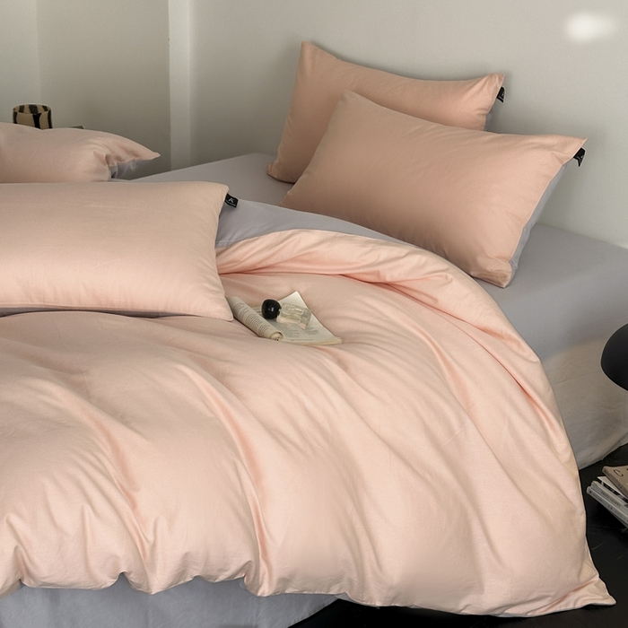 91家纺网 家纺一手货源 找家纺 涵宸家纺 2026新款全棉纯色四件套-米兰-场景二 米兰（烟粉-梧桐灰）