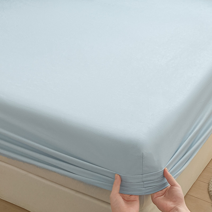 91家纺网 家纺一手货源 找家纺 涵宸家纺 2026新款全棉纯色单床笠-米兰 床笠-晨雾兰