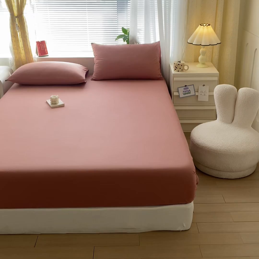 91家纺网 家纺一手货源 找家纺 涵宸家纺 2026新款全棉纯色单床笠-米兰 床笠-豆其