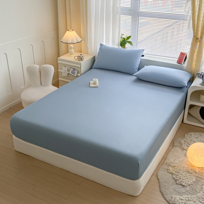 91家纺网 家纺一手货源 找家纺 涵宸家纺 2026新款全棉纯色单床笠-米兰 床笠-湖兰