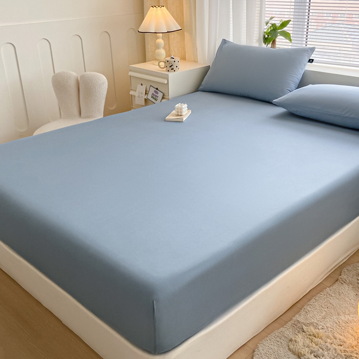 91家纺网 家纺一手货源 找家纺 涵宸家纺 2026新款全棉纯色单床笠-米兰 床笠-湖兰