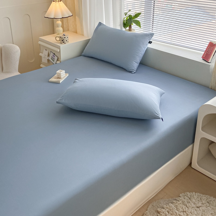 91家纺网 家纺一手货源 找家纺 涵宸家纺 2026新款全棉纯色单床笠-米兰 床笠-湖兰