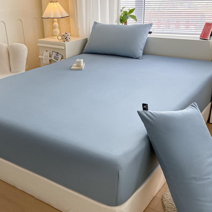 91家纺网 家纺一手货源 找家纺 涵宸家纺 2026新款全棉纯色单床笠-米兰 床笠-湖兰