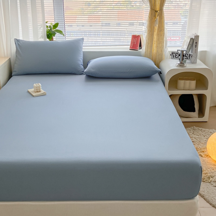 91家纺网 家纺一手货源 找家纺 涵宸家纺 2026新款全棉纯色单床笠-米兰 床笠-湖兰