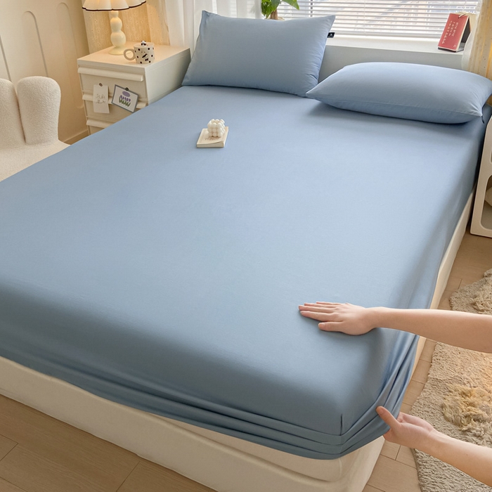 91家纺网 家纺一手货源 找家纺 涵宸家纺 2026新款全棉纯色单床笠-米兰 床笠-湖兰