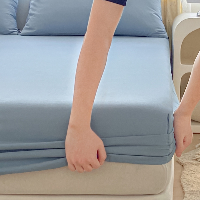 91家纺网 家纺一手货源 找家纺 涵宸家纺 2026新款全棉纯色单床笠-米兰 床笠-湖兰