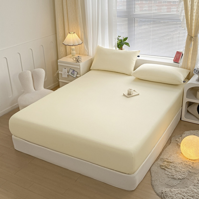 91家纺网 家纺一手货源 找家纺 涵宸家纺 2026新款全棉纯色单床笠-米兰 床笠-奶白