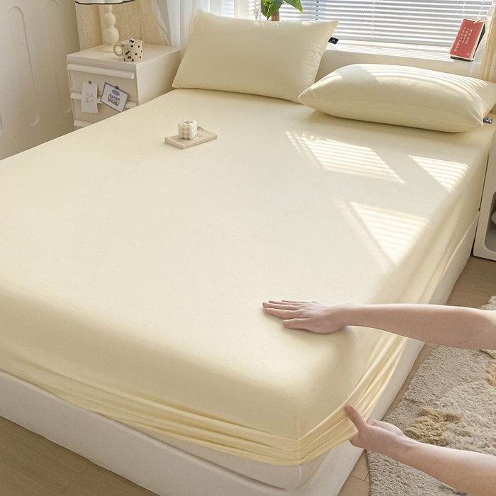 91家纺网 家纺一手货源 找家纺 涵宸家纺 2026新款全棉纯色单床笠-米兰 床笠-奶白