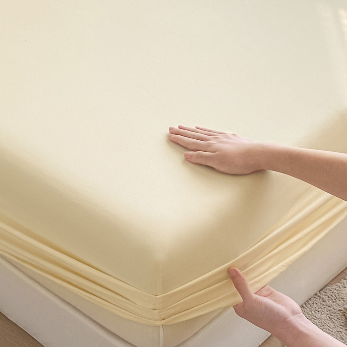 91家纺网 家纺一手货源 找家纺 涵宸家纺 2026新款全棉纯色单床笠-米兰 床笠-奶白