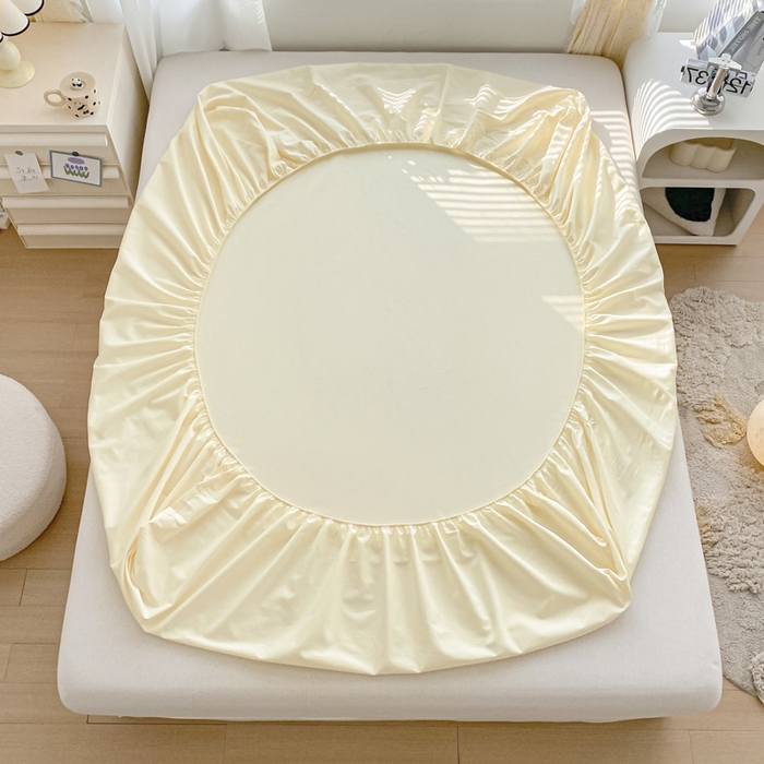 91家纺网 家纺一手货源 找家纺 涵宸家纺 2026新款全棉纯色单床笠-米兰 床笠-奶白