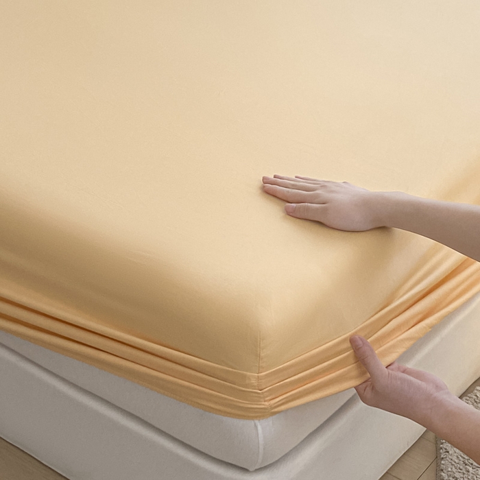 91家纺网 家纺一手货源 找家纺 涵宸家纺 2026新款全棉纯色单床笠-米兰 床笠-浅黄