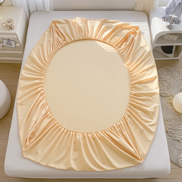 91家纺网 家纺一手货源 找家纺 涵宸家纺 2026新款全棉纯色单床笠-米兰 床笠-浅黄