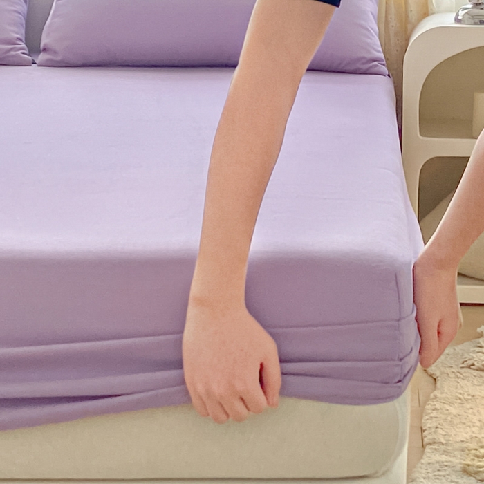 91家纺网 家纺一手货源 找家纺 涵宸家纺 2026新款全棉纯色单床笠-米兰 床笠-青紫