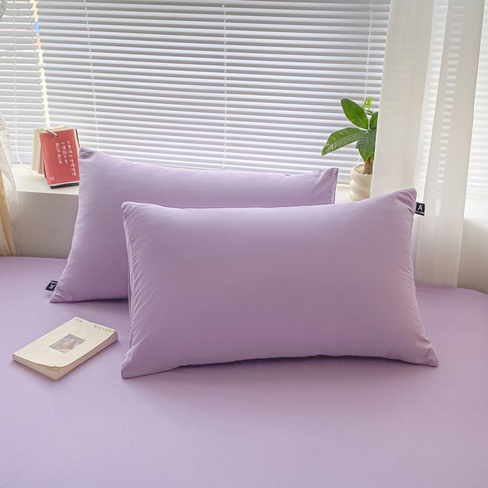 91家纺网 家纺一手货源 找家纺 涵宸家纺 2026新款全棉纯色单床笠-米兰 床笠-青紫