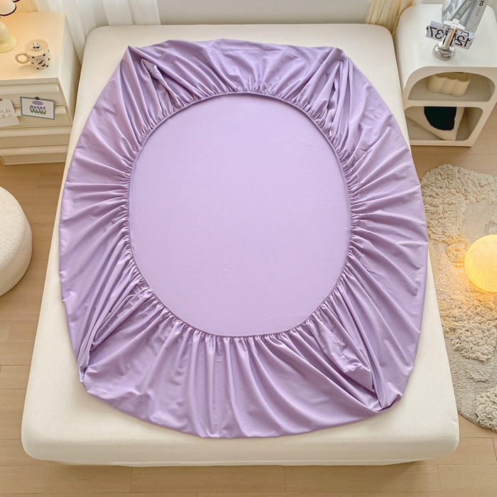 91家纺网 家纺一手货源 找家纺 涵宸家纺 2026新款全棉纯色单床笠-米兰 床笠-青紫