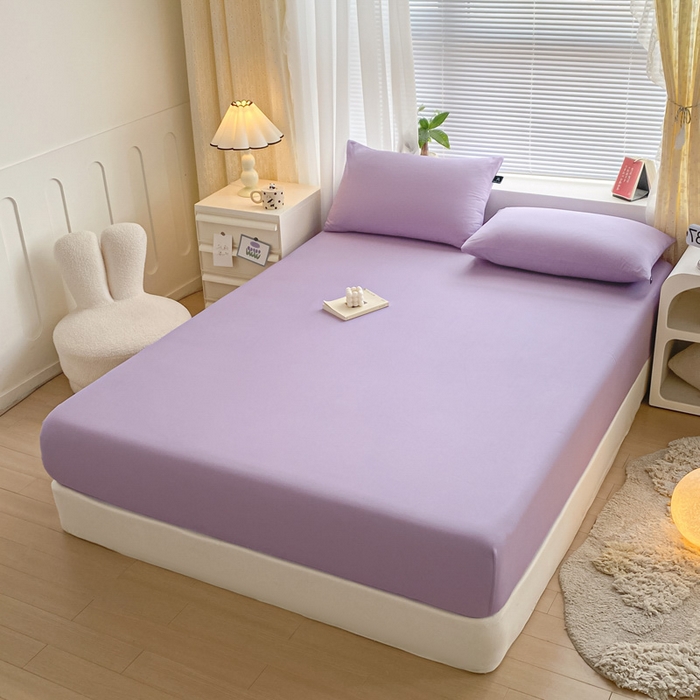 91家纺网 家纺一手货源 找家纺 涵宸家纺 2026新款全棉纯色单床笠-米兰 床笠-青紫