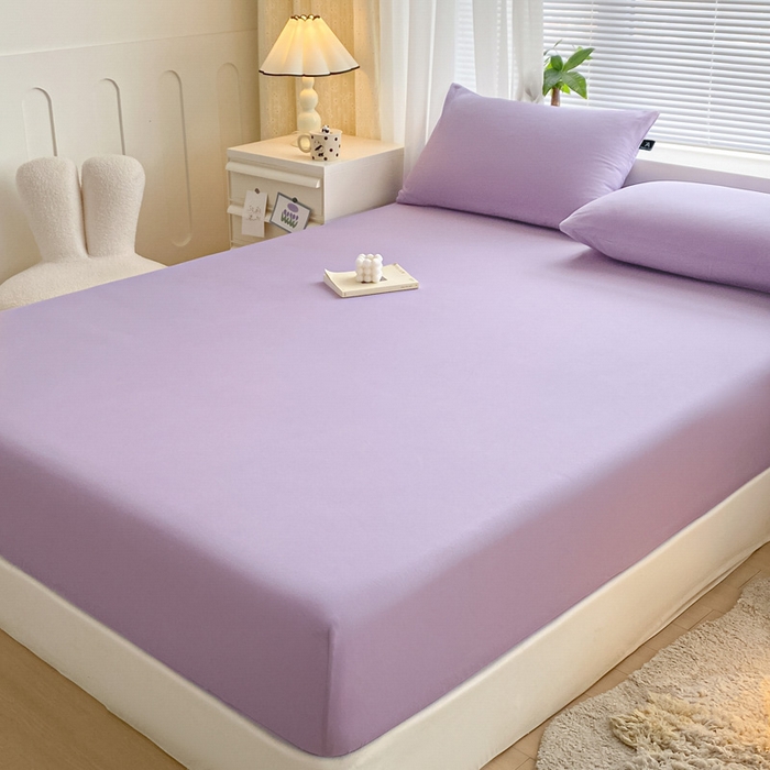 91家纺网 家纺一手货源 找家纺 涵宸家纺 2026新款全棉纯色单床笠-米兰 床笠-青紫