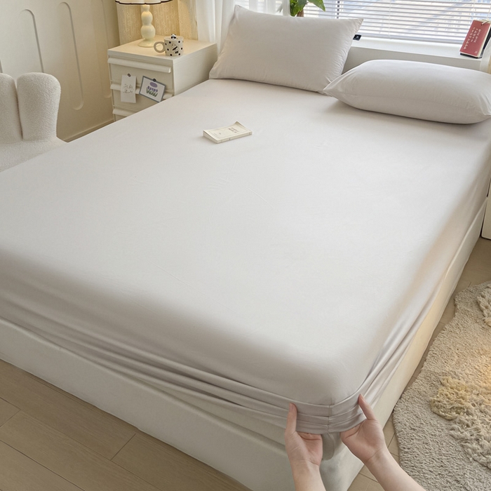 涵宸家纺 2026新款全棉纯色单床笠-米兰 床笠-土灰