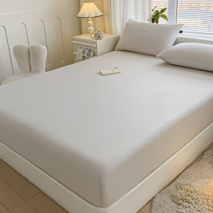 91家纺网 家纺一手货源 找家纺 涵宸家纺 2026新款全棉纯色单床笠-米兰 床笠-土灰