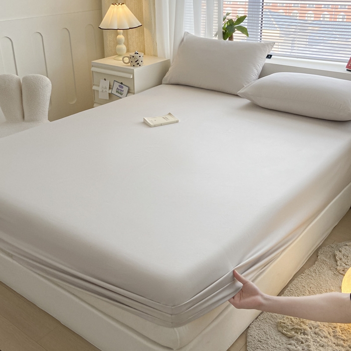 91家纺网 家纺一手货源 找家纺 涵宸家纺 2026新款全棉纯色单床笠-米兰 床笠-土灰