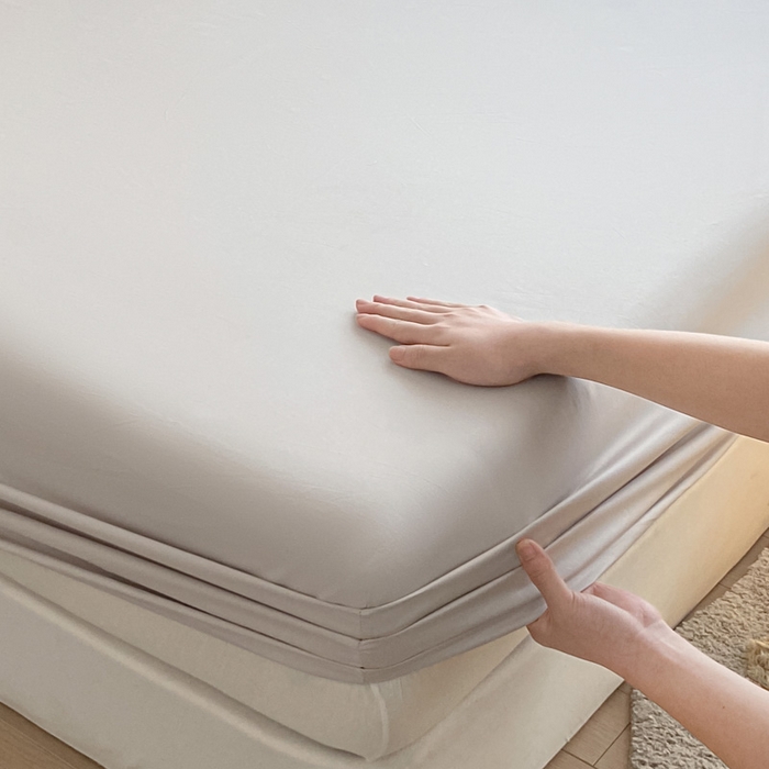 91家纺网 家纺一手货源 找家纺 涵宸家纺 2026新款全棉纯色单床笠-米兰 床笠-土灰