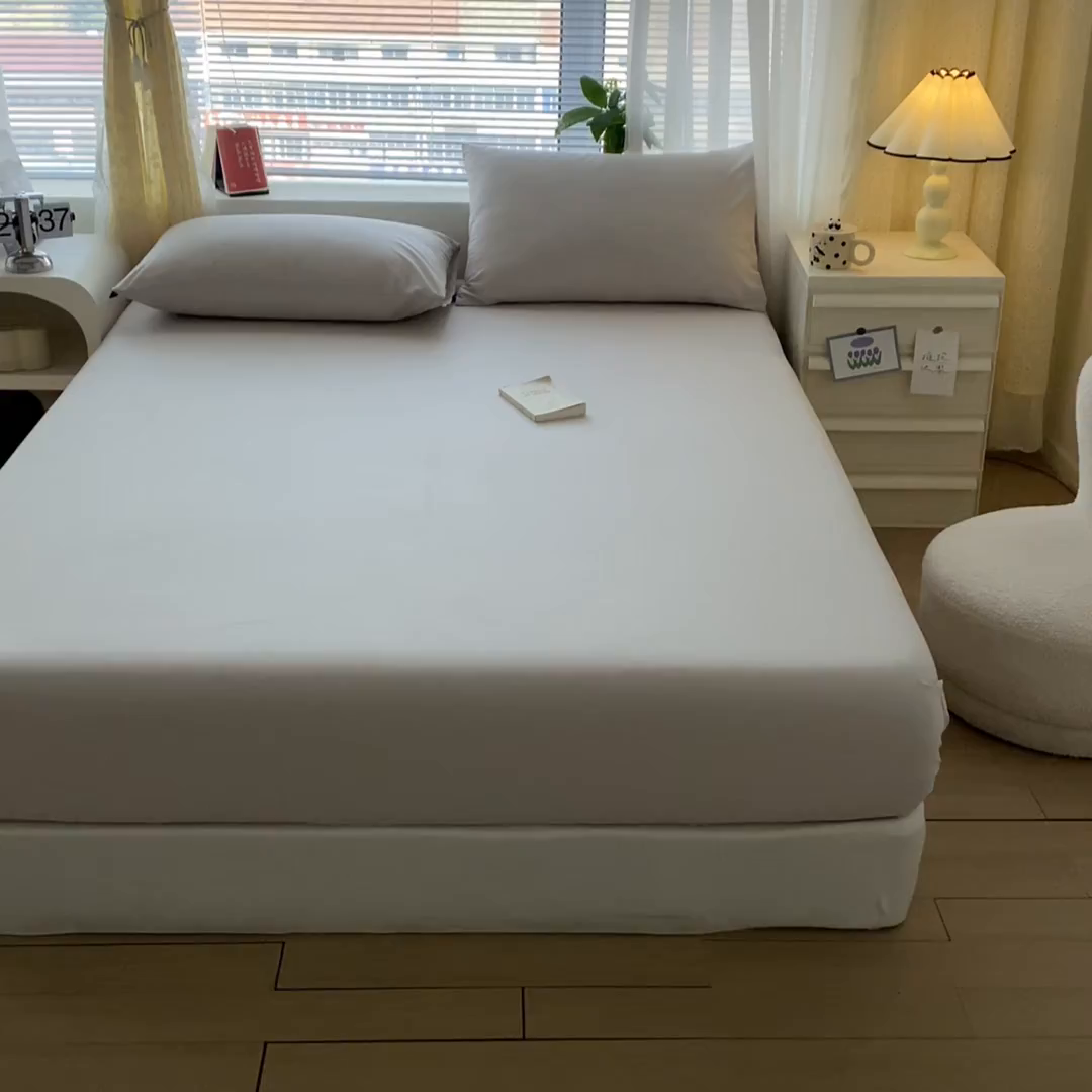 91家纺网 家纺一手货源 找家纺 涵宸家纺 2026新款全棉纯色单床笠-米兰 床笠-土灰