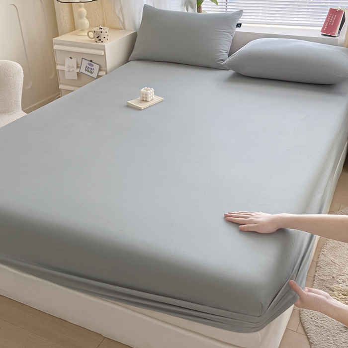 91家纺网 家纺一手货源 找家纺 涵宸家纺 2026新款全棉纯色单床笠-米兰 床笠-梧桐灰