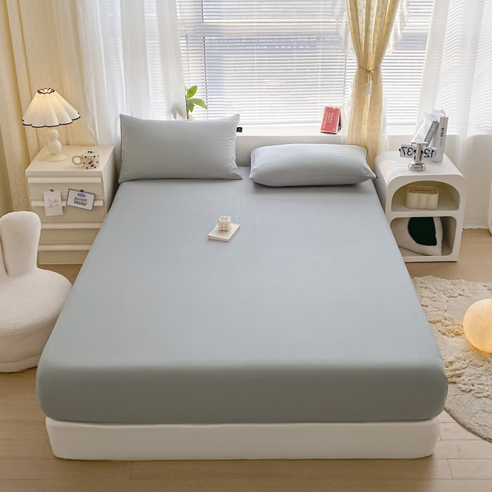 91家纺网 家纺一手货源 找家纺 涵宸家纺 2026新款全棉纯色单床笠-米兰 床笠-梧桐灰