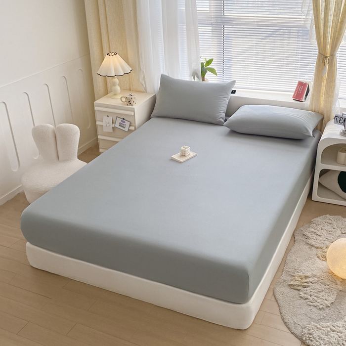 91家纺网 家纺一手货源 找家纺 涵宸家纺 2026新款全棉纯色单床笠-米兰 床笠-梧桐灰