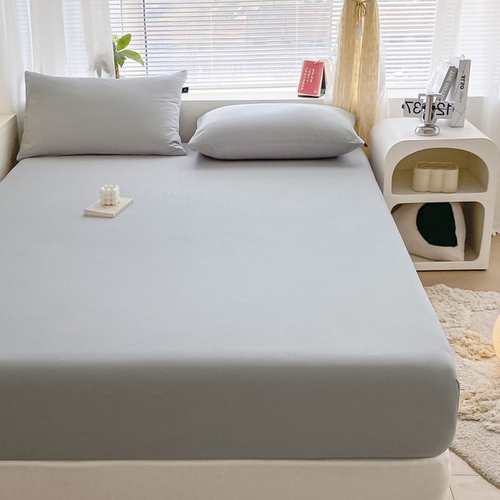 91家纺网 家纺一手货源 找家纺 涵宸家纺 2026新款全棉纯色单床笠-米兰 床笠-梧桐灰