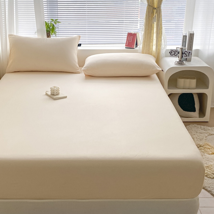 91家纺网 家纺一手货源 找家纺 涵宸家纺 2026新款全棉纯色单床笠-米兰 床笠-香槟金