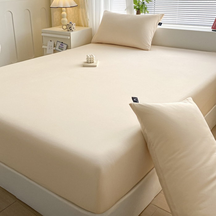 91家纺网 家纺一手货源 找家纺 涵宸家纺 2026新款全棉纯色单床笠-米兰 床笠-香槟金