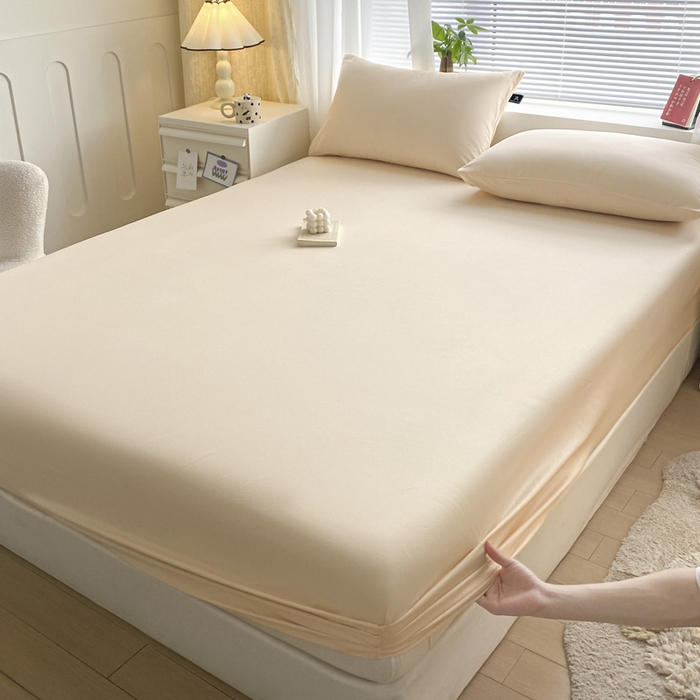 91家纺网 家纺一手货源 找家纺 涵宸家纺 2026新款全棉纯色单床笠-米兰 床笠-香槟金