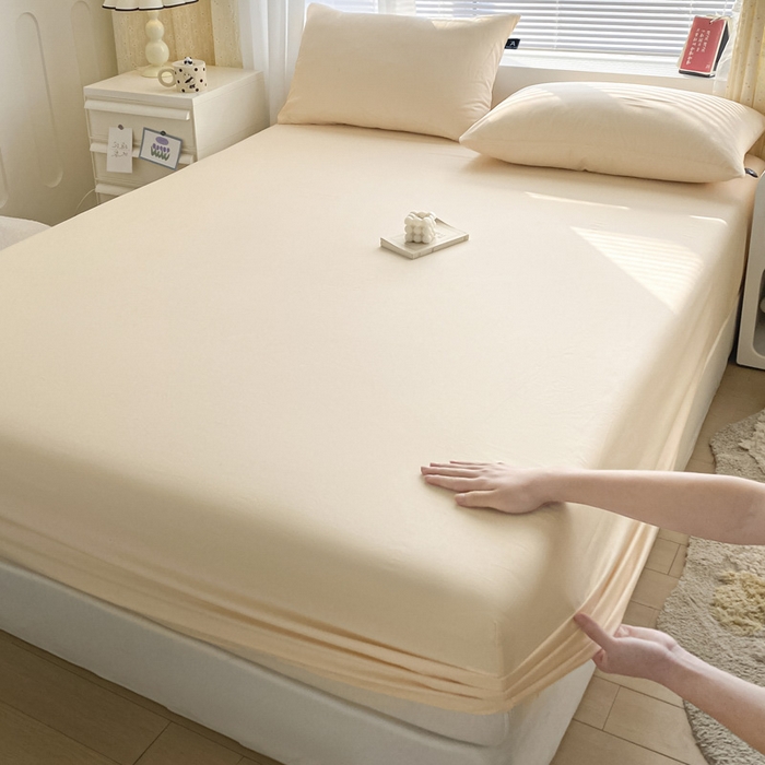 91家纺网 家纺一手货源 找家纺 涵宸家纺 2026新款全棉纯色单床笠-米兰 床笠-香槟金