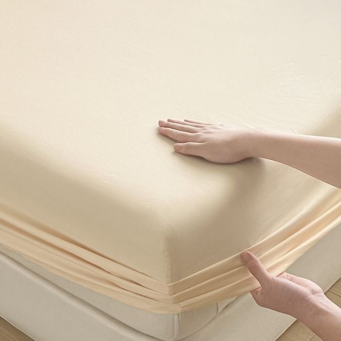 91家纺网 家纺一手货源 找家纺 涵宸家纺 2026新款全棉纯色单床笠-米兰 床笠-香槟金