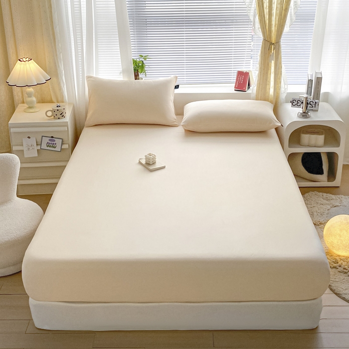 91家纺网 家纺一手货源 找家纺 涵宸家纺 2026新款全棉纯色单床笠-米兰 床笠-香槟金