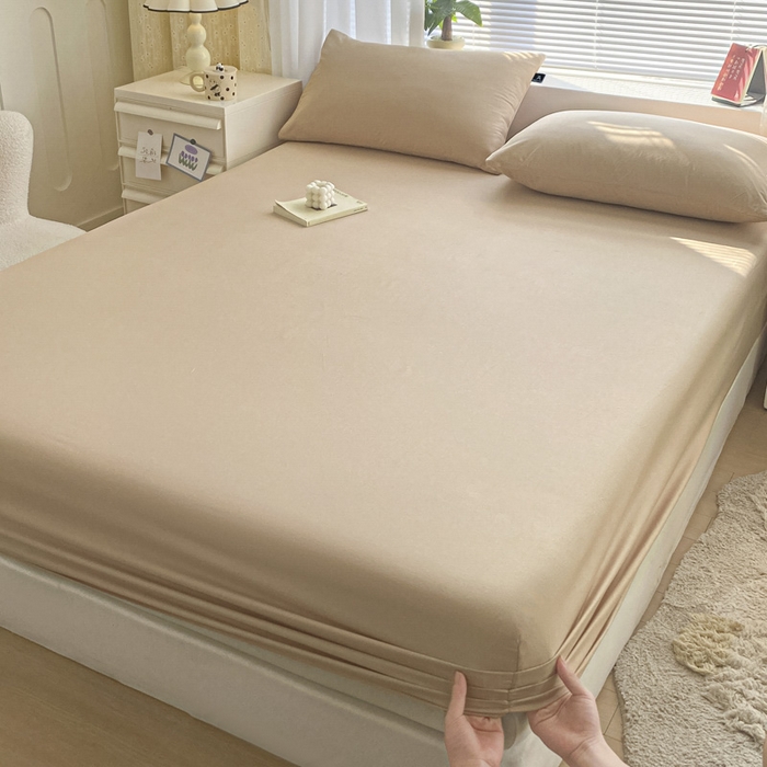 涵宸家纺 2026新款全棉纯色单床笠-米兰 床笠-杏色