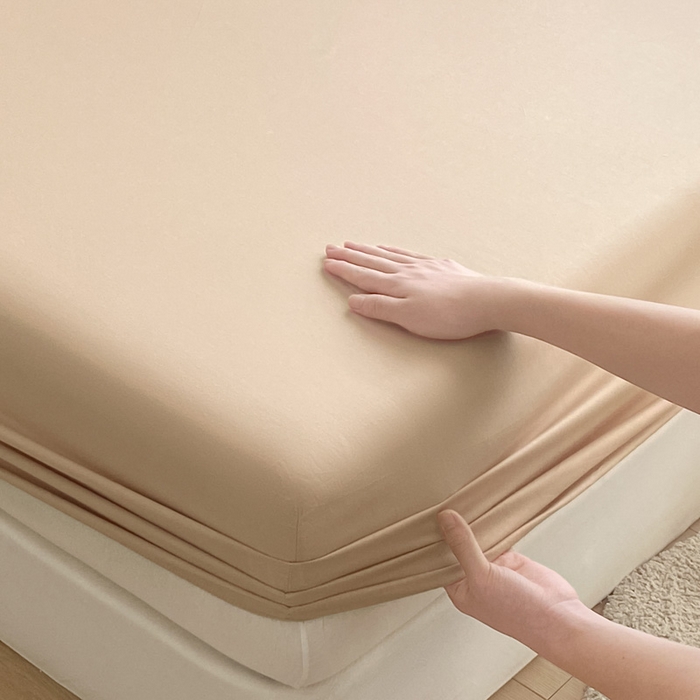 91家纺网 家纺一手货源 找家纺 涵宸家纺 2026新款全棉纯色单床笠-米兰 床笠-杏色