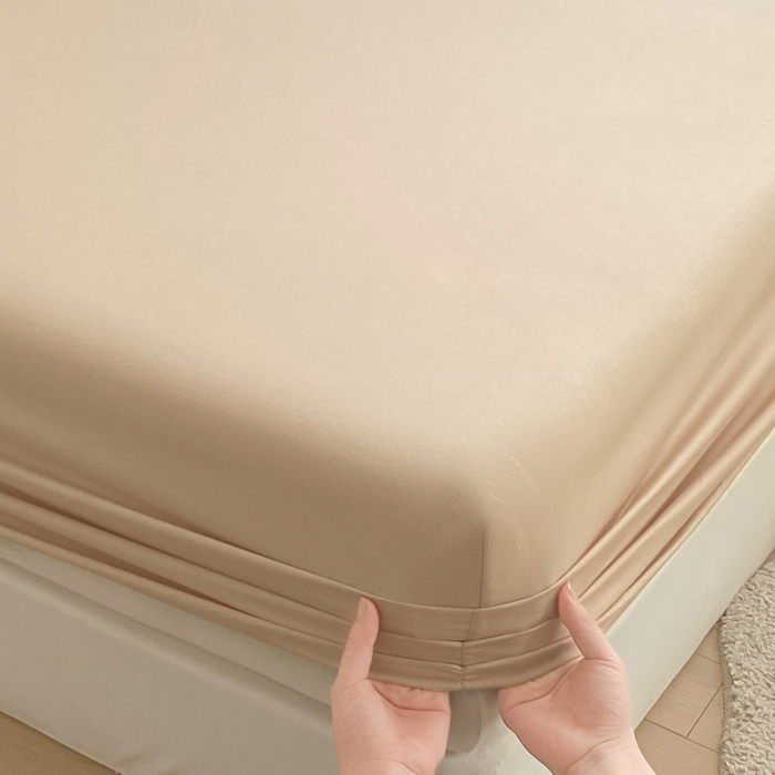 91家纺网 家纺一手货源 找家纺 涵宸家纺 2026新款全棉纯色单床笠-米兰 床笠-杏色