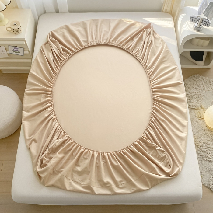 91家纺网 家纺一手货源 找家纺 涵宸家纺 2026新款全棉纯色单床笠-米兰 床笠-杏色