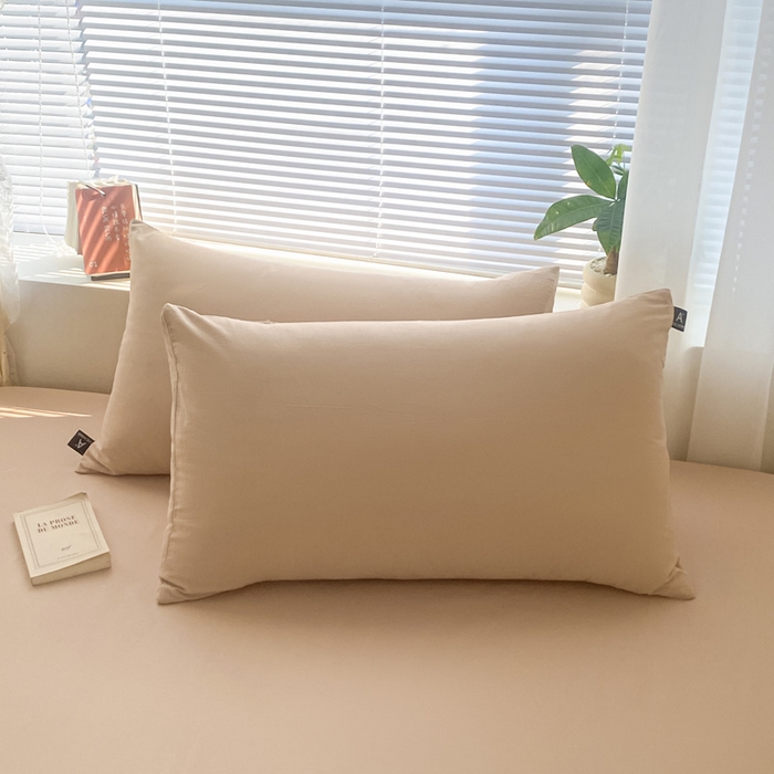 91家纺网 家纺一手货源 找家纺 涵宸家纺 2026新款全棉纯色单床笠-米兰 床笠-杏色