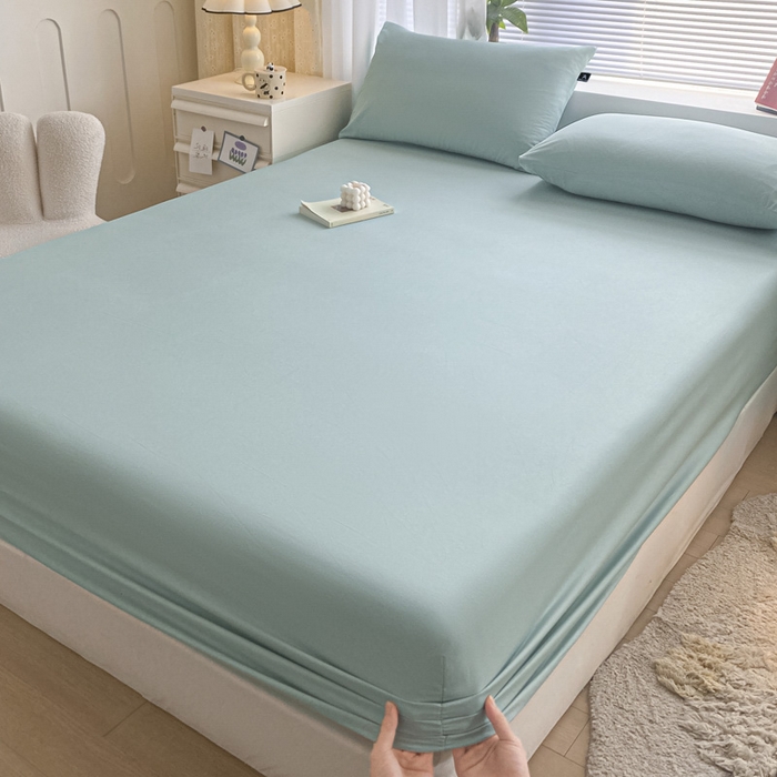 涵宸家纺 2026新款全棉纯色单床笠-米兰 床笠-幸运兰