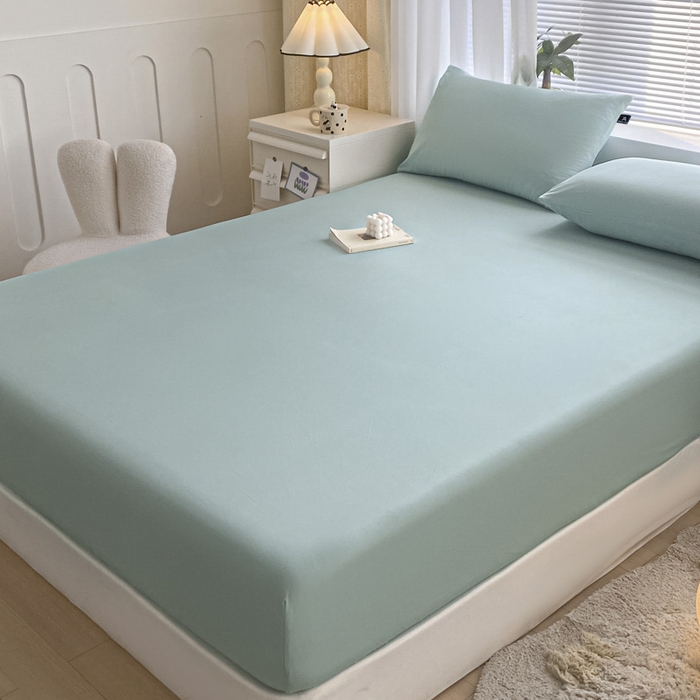 91家纺网 家纺一手货源 找家纺 涵宸家纺 2026新款全棉纯色单床笠-米兰 床笠-幸运兰