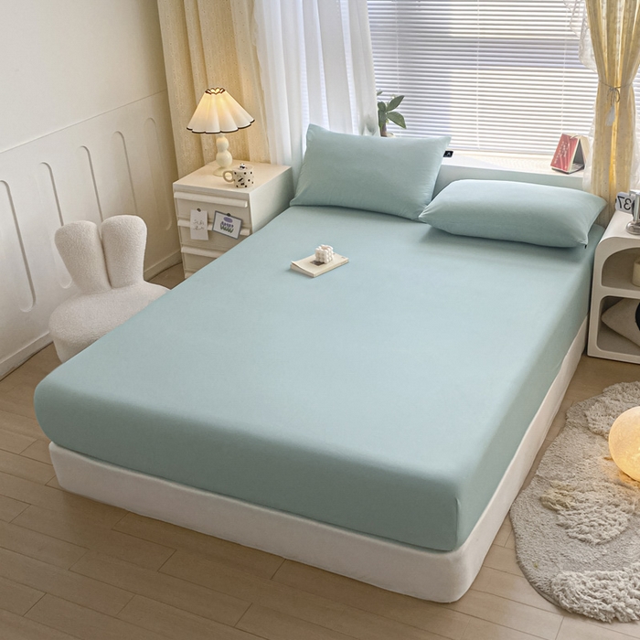 91家纺网 家纺一手货源 找家纺 涵宸家纺 2026新款全棉纯色单床笠-米兰 床笠-幸运兰