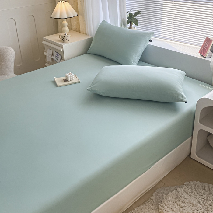 91家纺网 家纺一手货源 找家纺 涵宸家纺 2026新款全棉纯色单床笠-米兰 床笠-幸运兰