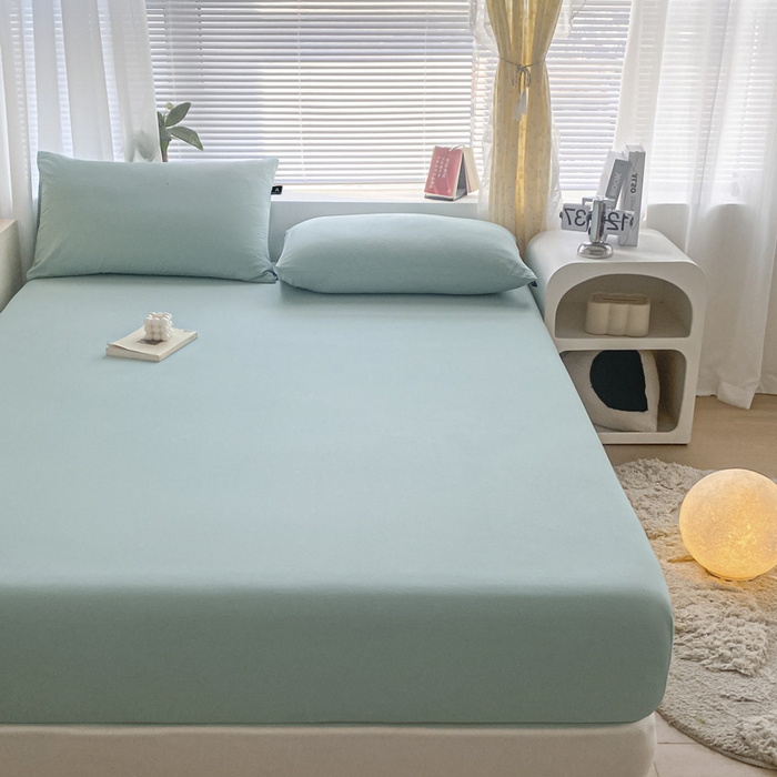 91家纺网 家纺一手货源 找家纺 涵宸家纺 2026新款全棉纯色单床笠-米兰 床笠-幸运兰