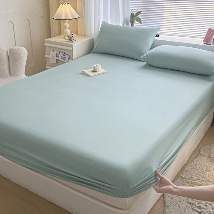 91家纺网 家纺一手货源 找家纺 涵宸家纺 2026新款全棉纯色单床笠-米兰 床笠-幸运兰