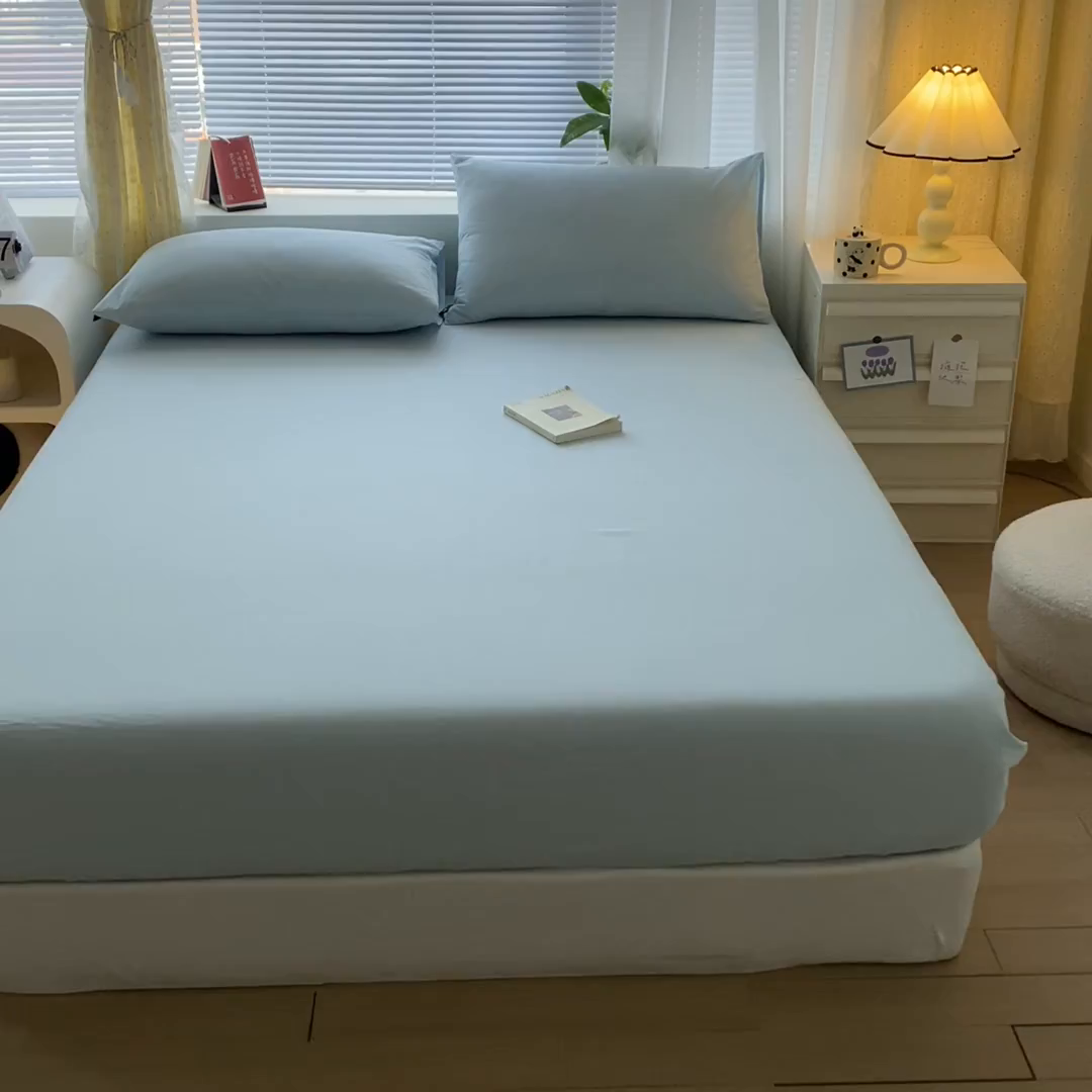 91家纺网 家纺一手货源 找家纺 涵宸家纺 2026新款全棉纯色单床笠-米兰 床笠-幸运兰