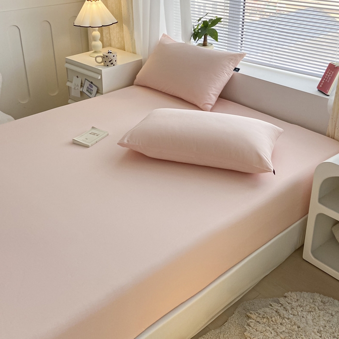 91家纺网 家纺一手货源 找家纺 涵宸家纺 2026新款全棉纯色单床笠-米兰 床笠-烟粉